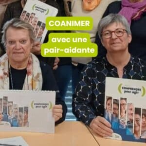 Photo prise lors d'un atelier Comprendre pour agir expérimentant la coanimation avec un pair-aidant, en l'occurrence, une pair-aidante